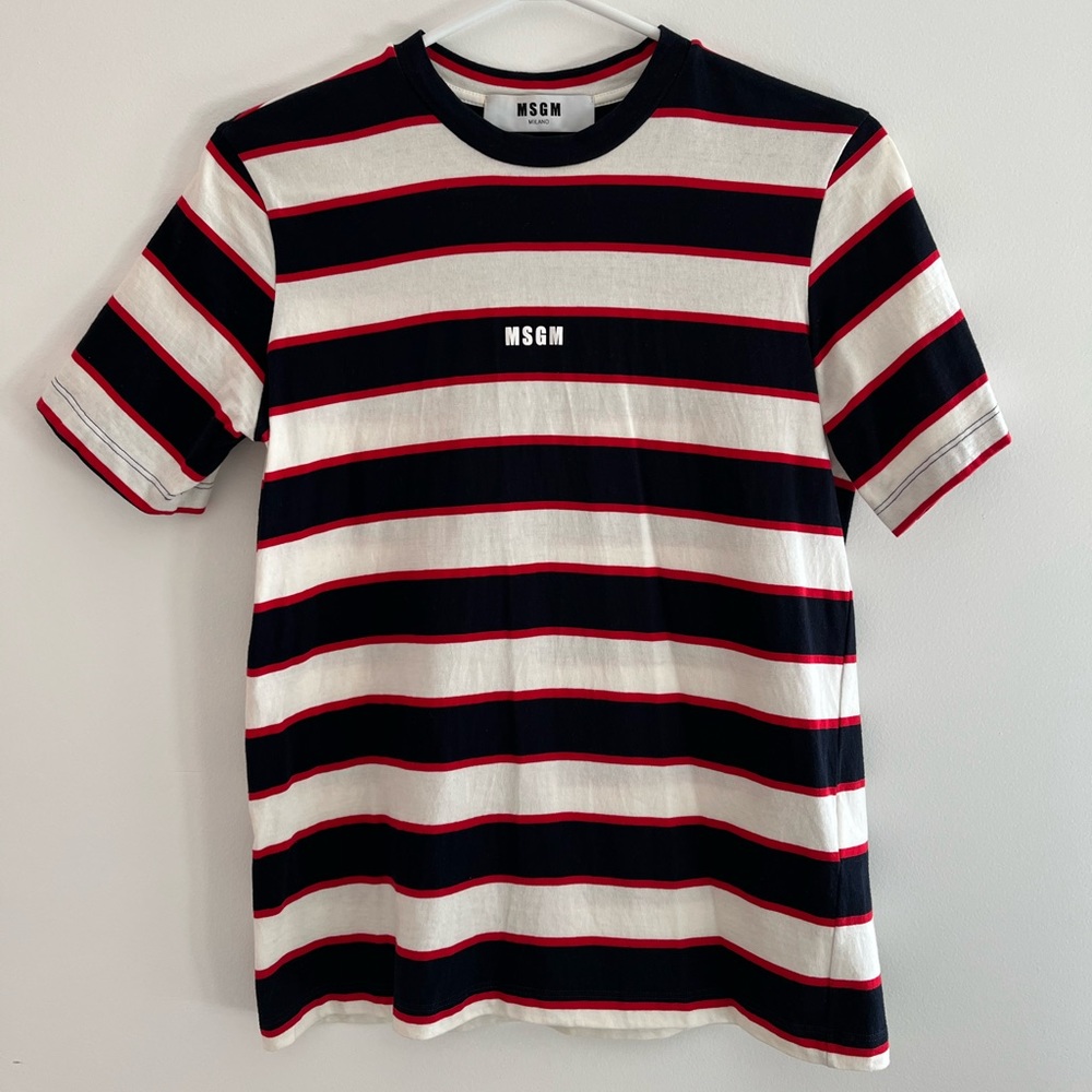 MSGM Striped Logo T-Shirt